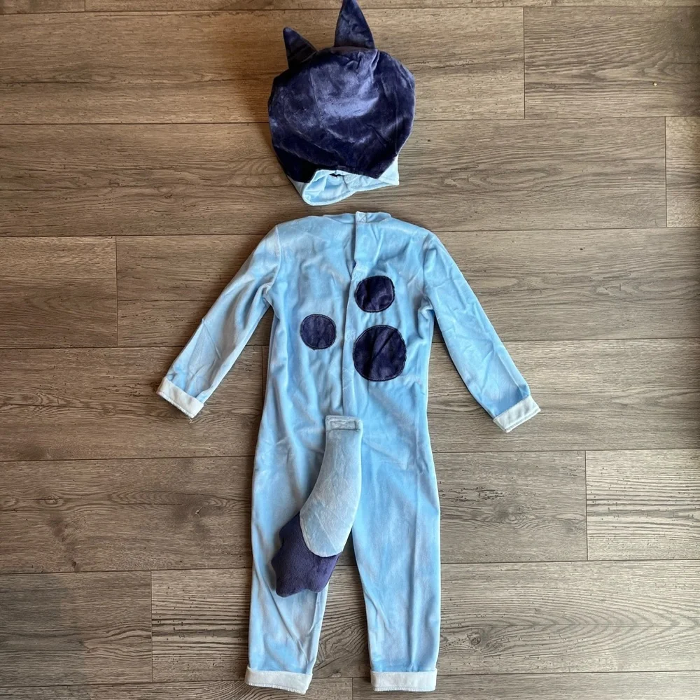Spirit Halloween Toddler Bluey Costume Jumpsuit with Tail & Headpiece Size 2T